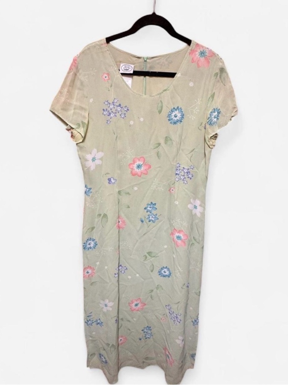 Vintage Laura Ashley Lime Green Floral Maxi Dress